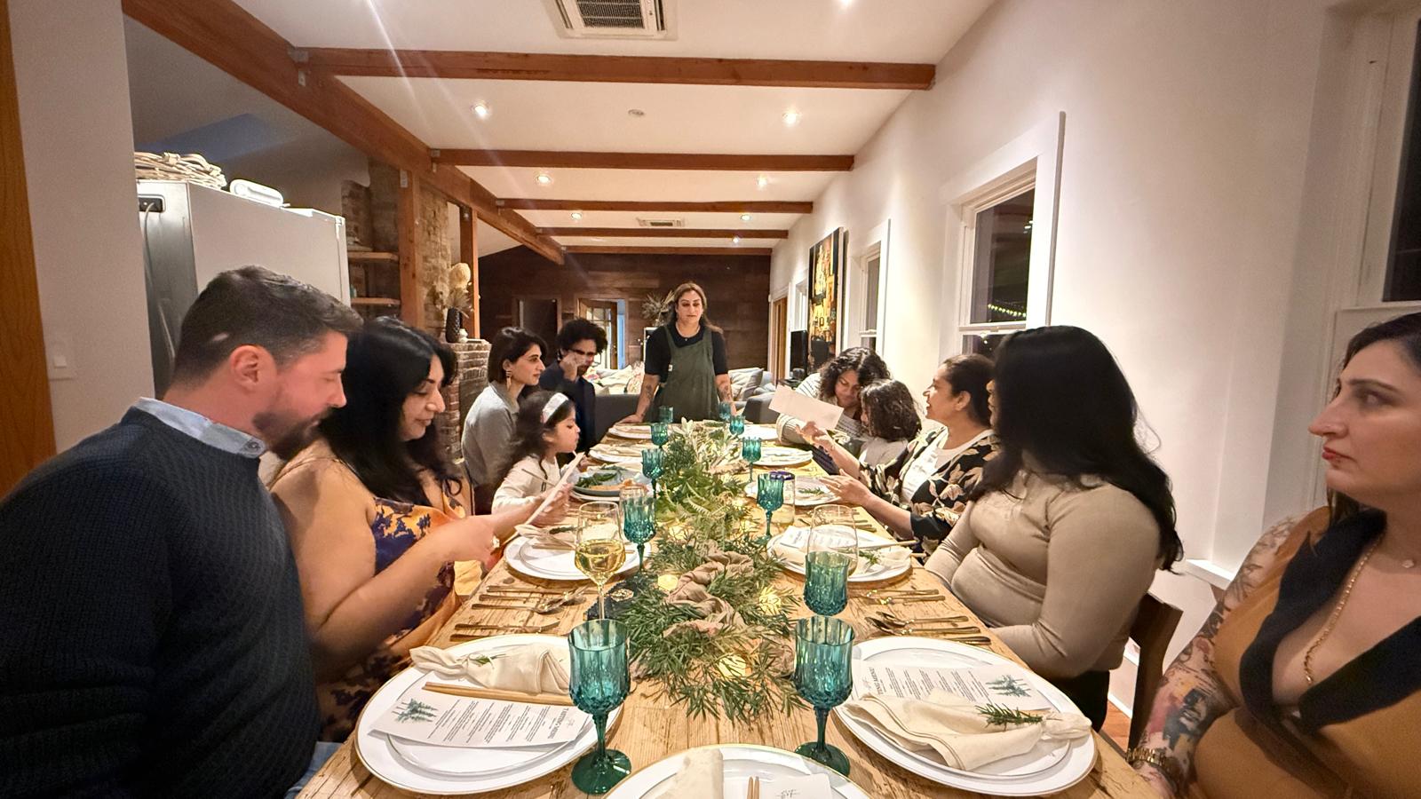 A long table set for dinner
